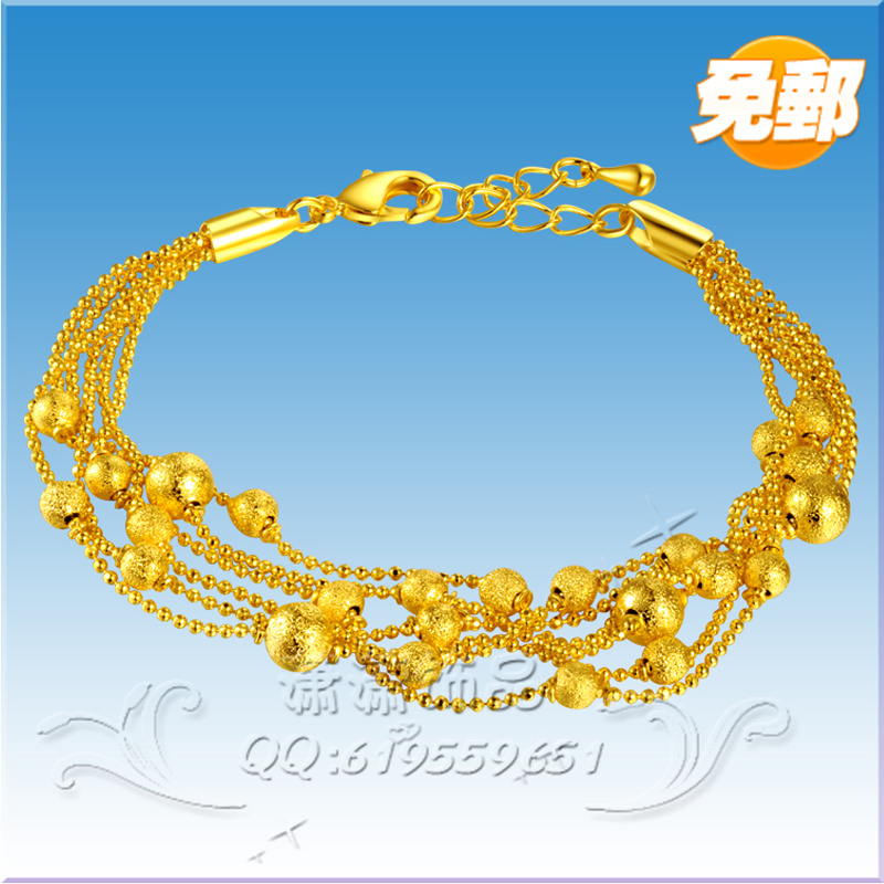 골드 골드 999 순금 독특한 모래 아름다운 전송 구슬 팔찌를 도금/Gold gold plated 999 fine gold unique sand beautiful transfer bead bracelet